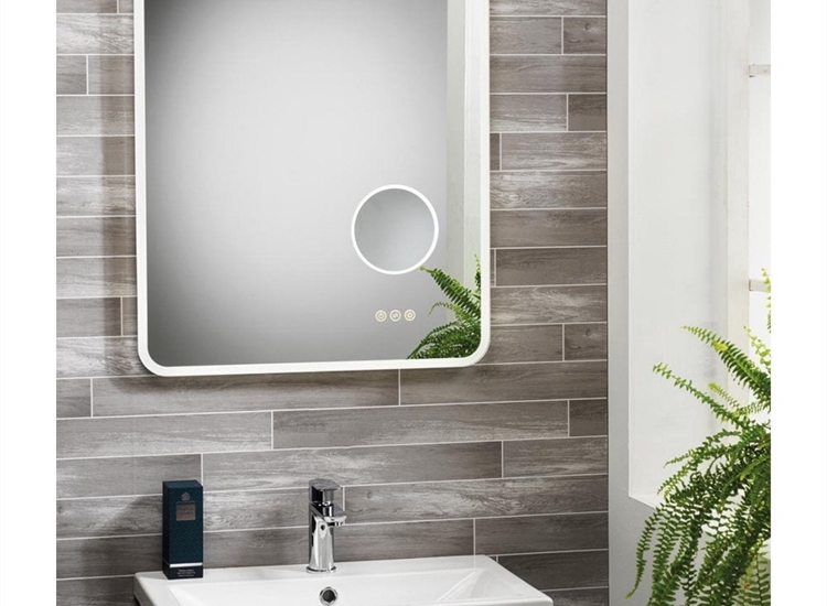 Evora Mirror with Integrated Magnifying Glass & LED Light - 600 x 700mm